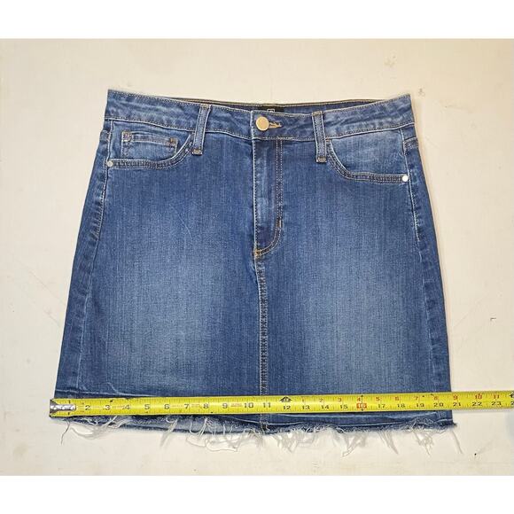 Just Black Denim Raw Hem Mini Skirt Women’s M Blue Stretch USA Made Americana - Picture 5 of 9